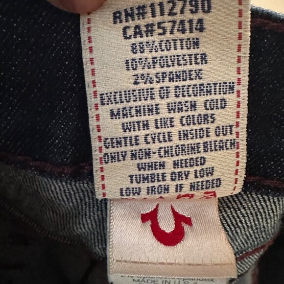 NWT True Religion Bootcut Flap Jeans 26 USA Dark Denim Lonestar Burgundy Sun Y2K - Picture 10 of 10